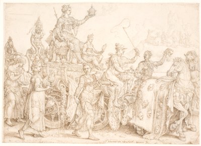 Triumphwagen. Opulentia (Reichtum) von Maarten van Heemskerck