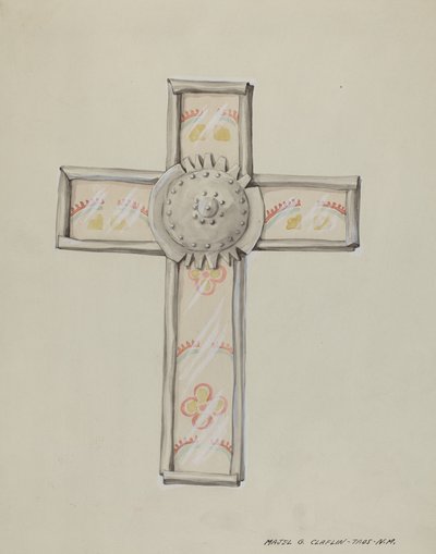 Zinn- und Tapetenkreuz von Majel G. Claflin