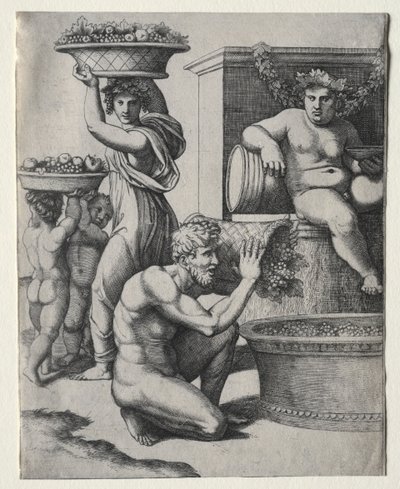 Die Weinpresse von Marcantonio Raimondi