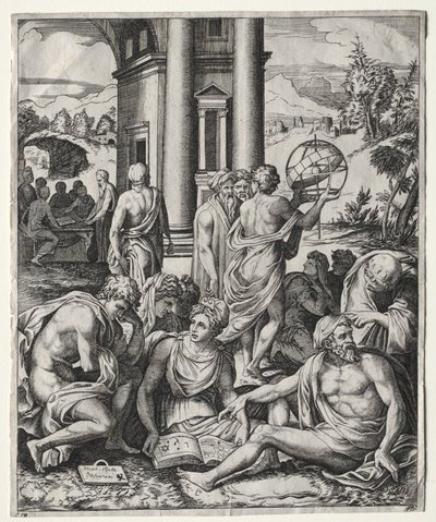 Eine Versammlung von Gelehrten, ca. 1515-1527 von Marco Dente