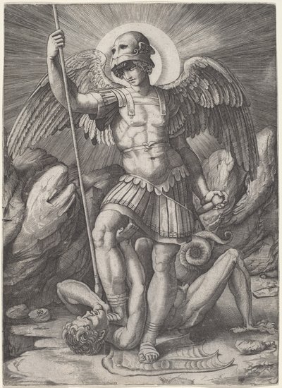 Sankt Michael von Marco Dente after Raphael