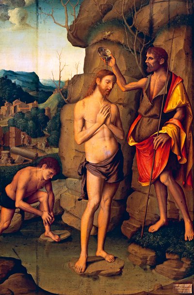 Tafel, die die Taufe Christi darstellt von Marco Palmezzano