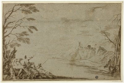 Jäger mit Hund am Fluss von Marco Ricci