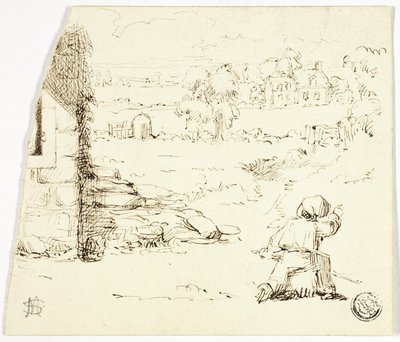 Landschaft mit Junge im Vordergrund von Marcus Stone
