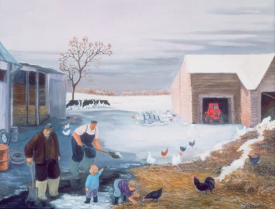 Schnee auf dem Bauernhof von Margaret Loxton