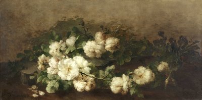Stillleben mit Gitarre und Rosen von Margaretha Roosenboom