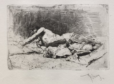 Mann rollt auf dem Boden von Mariano Fortuny y Marsal