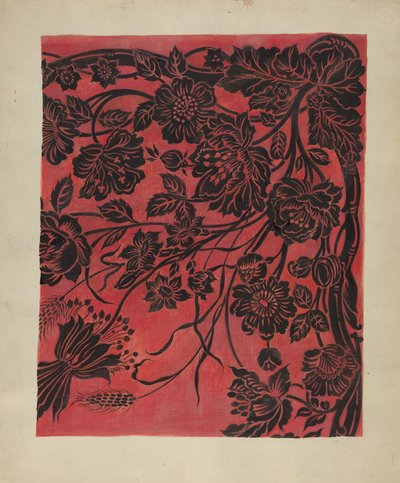 Schablonierter Tischbezug, ca. 1942 von Marie Alain