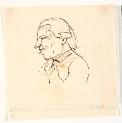 Herrenporträt. Profil nach links. Karikatur von Marie Jeanne Clemens