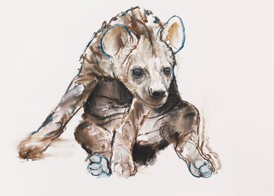 Hyänenjunges (Kopf unten), 2019 von Mark Adlington