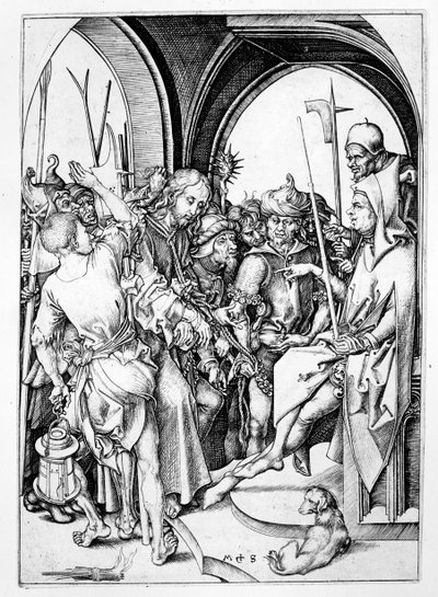 Christus vor Annas (Gravur) von Martin Schongauer