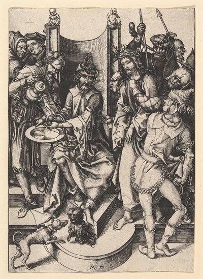 Pilatus wäscht seine Hände, ca. 1435-1491 von Martin Schongauer