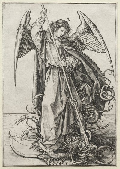 Der Erzengel Michael durchbohrt den Drachen von Martin Schongauer