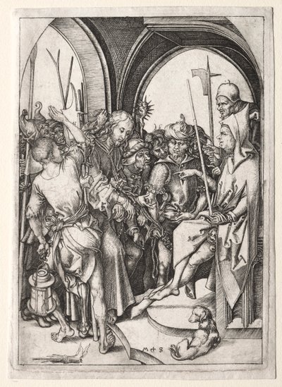 Die Passion: Christus vor Annas von Martin Schongauer