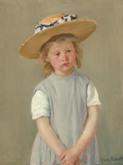 Kind mit Strohhut von Mary Cassatt