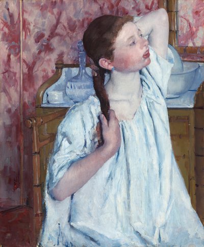 Mädchen, das ihr Haar richtet, 1886 von Mary Cassatt