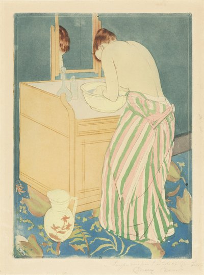 Frau beim Baden, 1890-1891 von Mary Cassatt