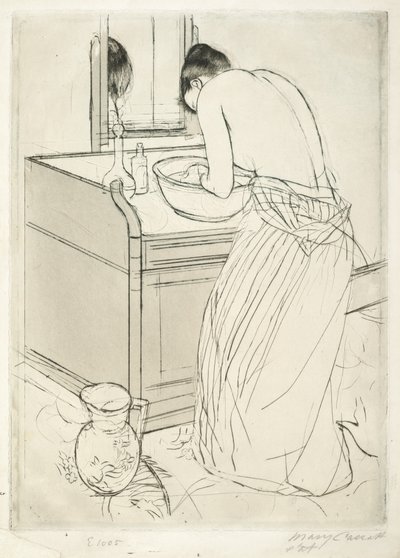 Frau beim Baden, 1890-1891 von Mary Cassatt