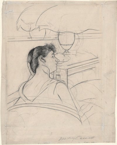 Frau und Lampe von Mary Cassatt