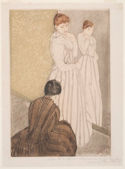 Die Anprobe von Mary Stevenson Cassatt