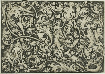 Ornament mit kämpfenden Frauen von Master E.S.