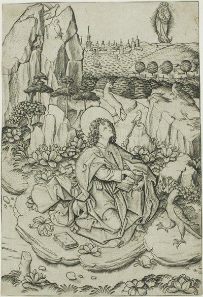 Heiliger Johannes auf der Insel Patmos von Master E.S.