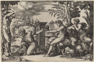 Apollo und Marsyas von Master of the Die after Raphael