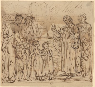 Bibelstunde (recto) von Mather Brown