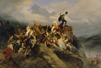 Pater Joachim Haspinger unter den kämpfenden Bauern von Mathias Artaria