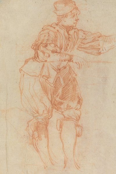 Mann, der sich auf ein Geländer lehnt (verso) von Matteo Rosselli