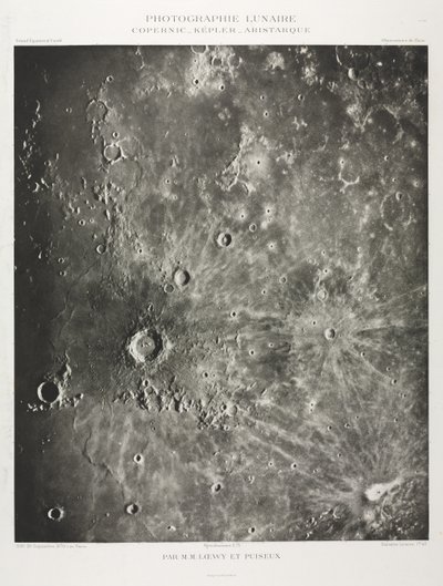 Mondfotografie: Copernicus-Kepler-Aristarchus, 1896 von Maurice Loewy