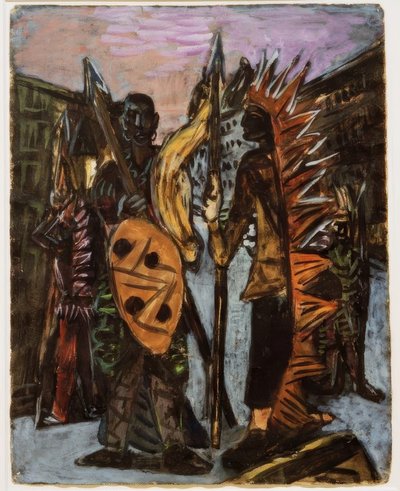 Jungen spielen Indianer von Max Beckmann