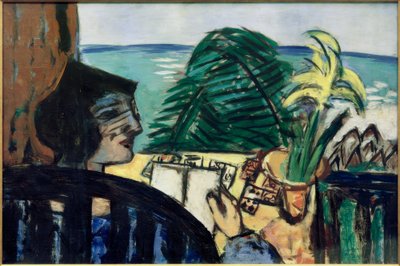 Frau lesend am Meer von Max Beckmann