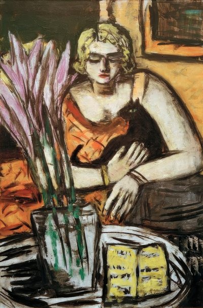 Frau mit Katze von Max Beckmann
