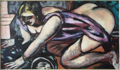 Halbakt mit Katze von Max Beckmann