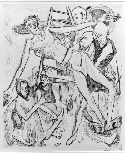 Halbakt mit Katze von Max Beckmann