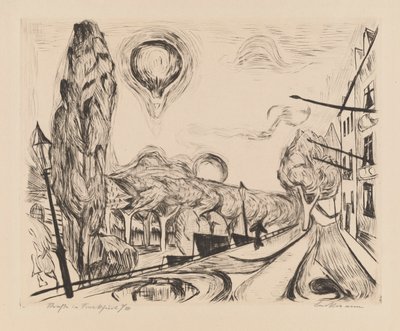 Landschaft mit Ballon von Max Beckmann