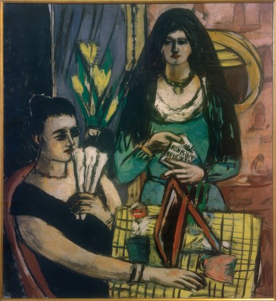 Mädchen in Schwarz auf Grün von Max Beckmann