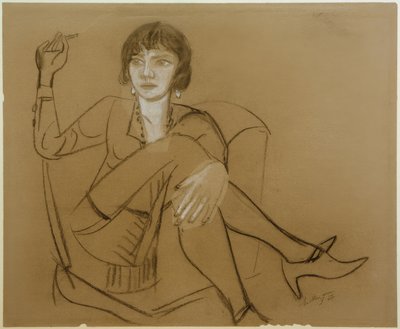 Quappi, im Clubsessel rauchend von Max Beckmann