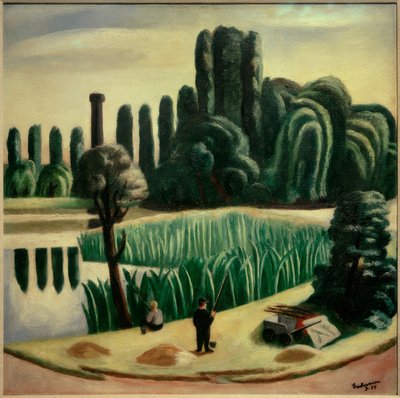 Seelandschaft mit Pappeln von Max Beckmann