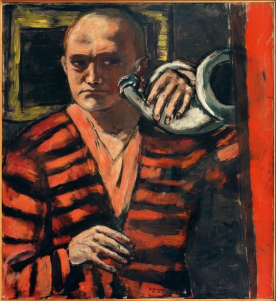 Selbstbildnis mit Horn von Max Beckmann