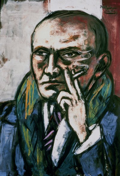 Selbstbildnis mit Zigarette von Max Beckmann