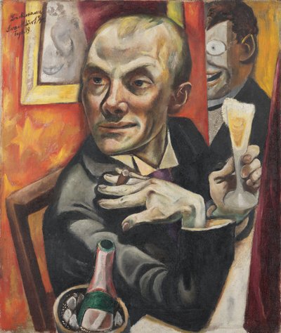 Selbstporträt mit Champagnerglas von Max Beckmann