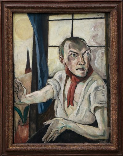 Selbstporträt mit rotem Schal von Max Beckmann