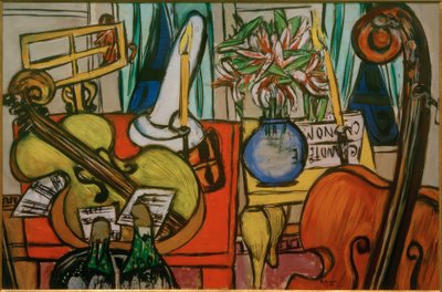 Stilleben mit Cello und Bassgeige von Max Beckmann