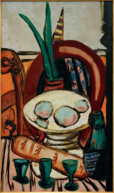 Stilleben mit grünen Gläsern von Max Beckmann