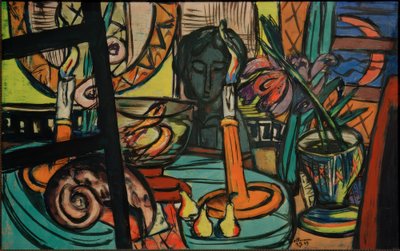 Stilleben mit schwarzer Plastik von Max Beckmann