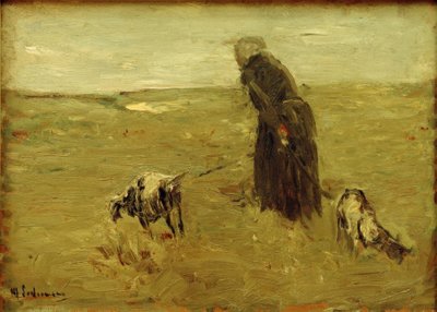 Alte Frau mit Ziegen von Max Liebermann