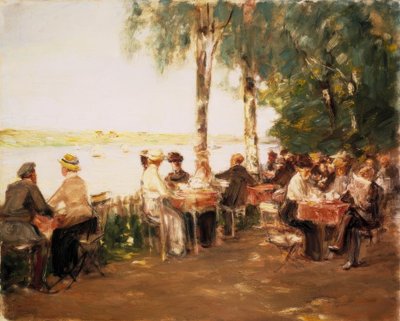 Gartenlokal am Wasser von Max Liebermann