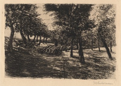 Schafherde unter Bäumen von Max Liebermann